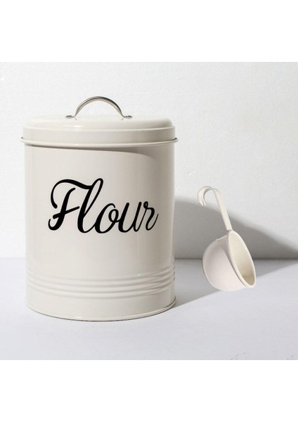 Beyaz Un Depolama Tin 5l Konteyner 17X20.5CM