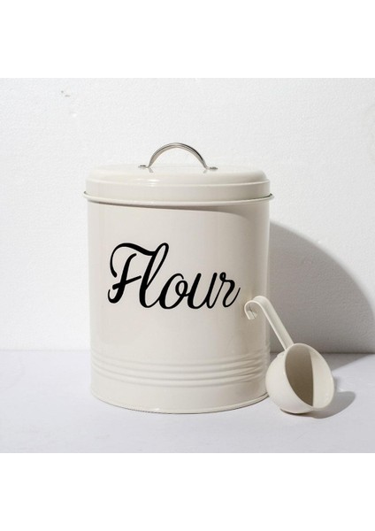 Beyaz Un Depolama Tin 5l Konteyner 17X20.5CM