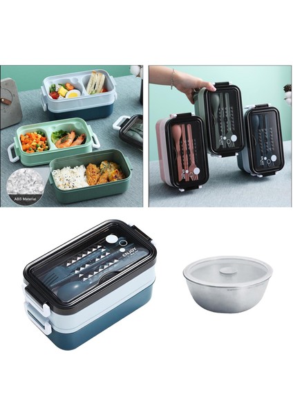 Çocuklar Için Bento Kutusu Yetişkinler Öğle Yemeği Çözümü Edensler ile Çorba Kasesi ile Mavi Paketleme