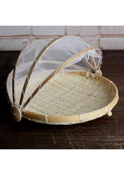2pcs/set Yuvarlak Bambu ve Örgü Porsiyon Gıda Çadır Piknik Sepeti