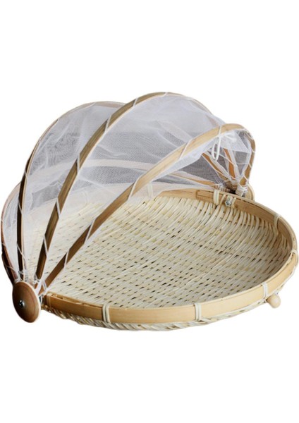 2pcs/set Yuvarlak Bambu ve Örgü Porsiyon Gıda Çadır Piknik Sepeti