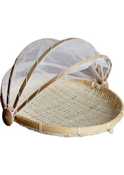 2pcs/set Yuvarlak Bambu ve Örgü Porsiyon Gıda Çadır Piknik Sepeti