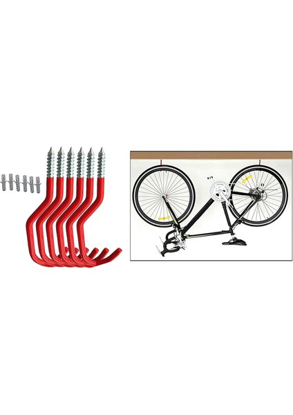 2x 6/set Bisiklet Kancaları Depolama Tavan Askısı Garaj Bahçe Aracı Kürek Organizatörü