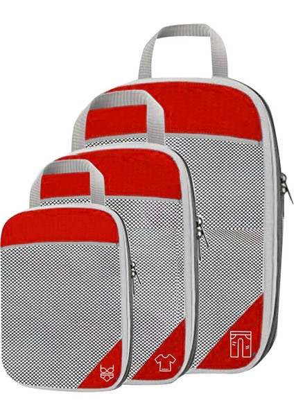 1set Sıkıştırma Paketleme Küpleri Bagaj Organizatör Seyahat Organize Kırmızı Kırmızı 3 Pcs Seçenekleri(Yurt Dışından)