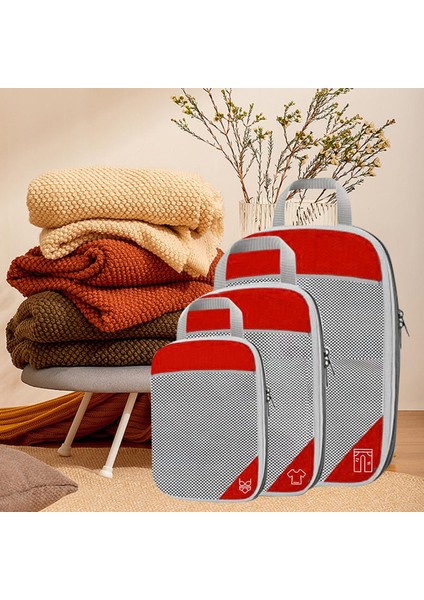 1set Sıkıştırma Paketleme Küpleri Bagaj Organizatör Seyahat Organize Kırmızı Kırmızı 3 Pcs Seçenekleri(Yurt Dışından)