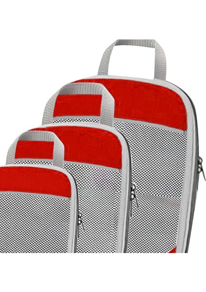1set Sıkıştırma Paketleme Küpleri Bagaj Organizatör Seyahat Organize Kırmızı Kırmızı 3 Pcs Seçenekleri(Yurt Dışından)