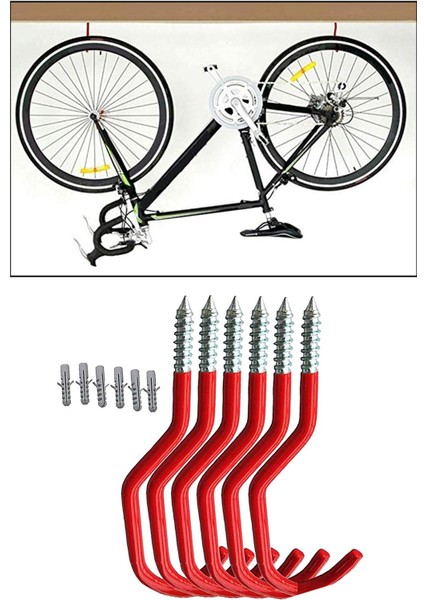 2x 6/set Bisiklet Kancaları Depolama Tavan Askısı Garaj Bahçe Aracı Kürek Organizatörü