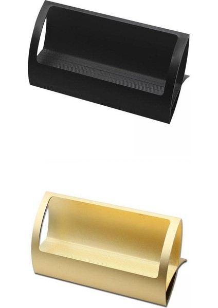 2pcs Yenilikçi Metal Masaüstü Kart Kartı Tutucu Ad Kart Kılıfı Siyah ve Altın(Yurt Dışından)