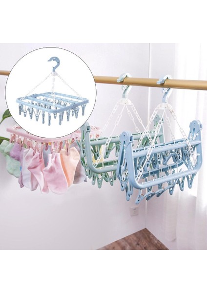 Plastik Katlanır Giysiler Askı Kurutucu Rüzgar Geçirmez Çorap Kurutucu 32 Çoraplar Için Peg (Yurt Dışından)