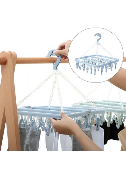 Plastik Katlanır Giysiler Askı Kurutucu Rüzgar Geçirmez Çorap Kurutucu 32 Çoraplar Için Peg (Yurt Dışından)