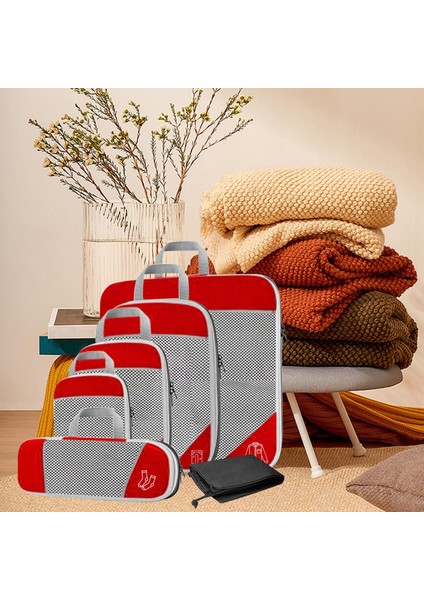 Depolama Örgü Torbaları Genişletilebilir Seyahat Kırmızı 6pcs Seçenekleri