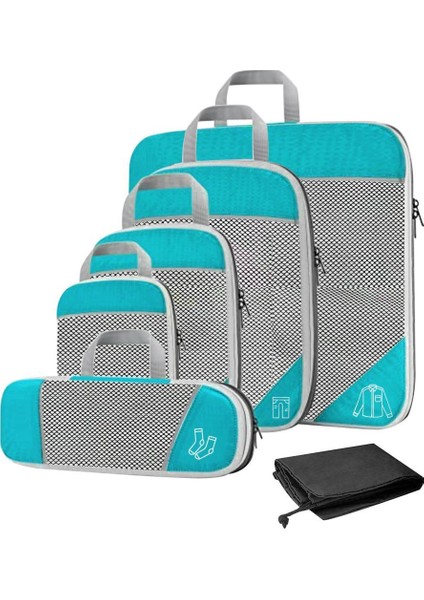 1set Sıkıştırma Paketleme Küpleri Bagaj Organizatör Seyahat Organize Gökyüzü Mavisi 6 Pcs Seçenekleri