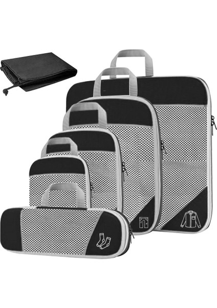 Depolama Örgü Çantaları Genişletilebilir Seyahat Aksesuarları Siyah 6pcs Siyah 6pcs Seçenekleri