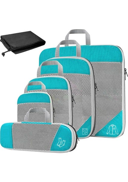 1set Sıkıştırma Paketleme Küpleri Bagaj Organizatör Seyahat Organize Gökyüzü Mavisi 6 Pcs Seçenekleri