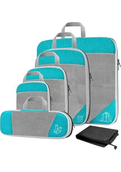 1set Sıkıştırma Paketleme Küpleri Bagaj Organizatör Seyahat Organize Gökyüzü Mavisi 6 Pcs Seçenekleri