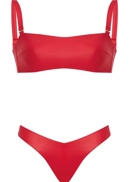 Kırmızı Straplez Bikini Takımı