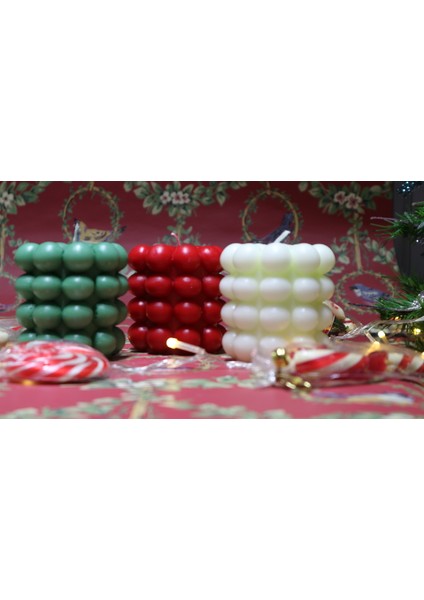 3'lü Kokulu Mum Set Buble Mum Dekoratif Mum Soya Wax Hediyelik Mum