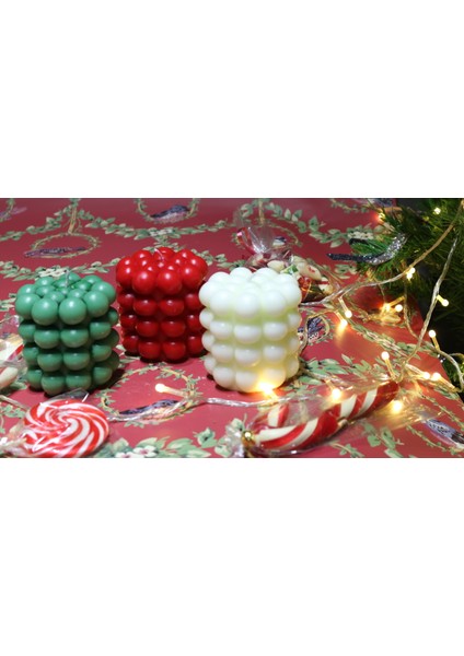 3'lü Kokulu Mum Set Buble Mum Dekoratif Mum Soya Wax Hediyelik Mum