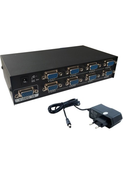 Vga 8 Port Splitter 1 Giriş 8 Çıkış vga görüntü çoklayıcı