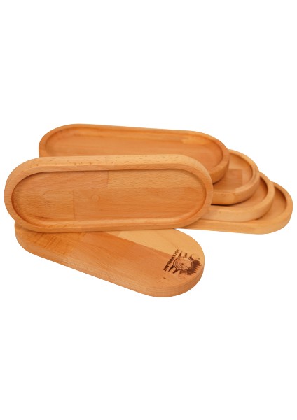 Ahşap Oval Çerezlik Sunumluk Kahvaltılık Yağdanlık 6’lı (24X10)