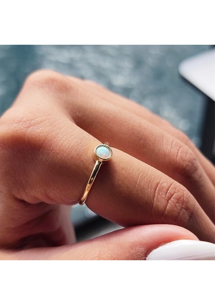 Minimal Opal Tek Taş Şans ve Uğur 925 Ayar Gümüş Yüzük