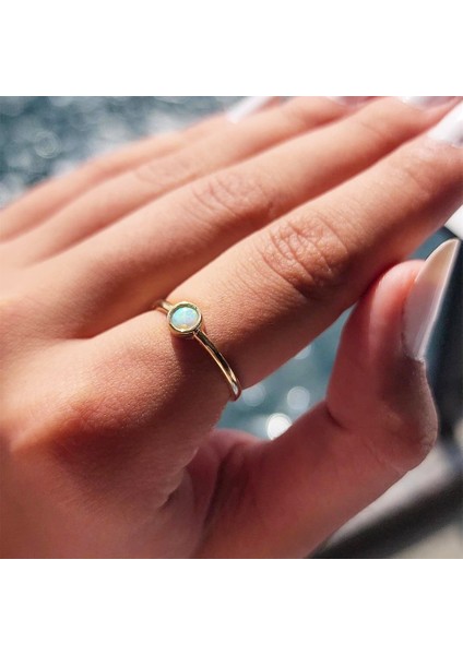 Gümüş Yüzük - Minimal Opal Tek Taş Şans ve Uğur 925 Ayar Gümüş Yüzük fırsatları