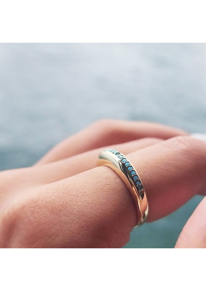 Gümüş Yüzük - Bombeli Sıra Firuze Taşlı 925 Ayar Gümüş Alyans fiyatları