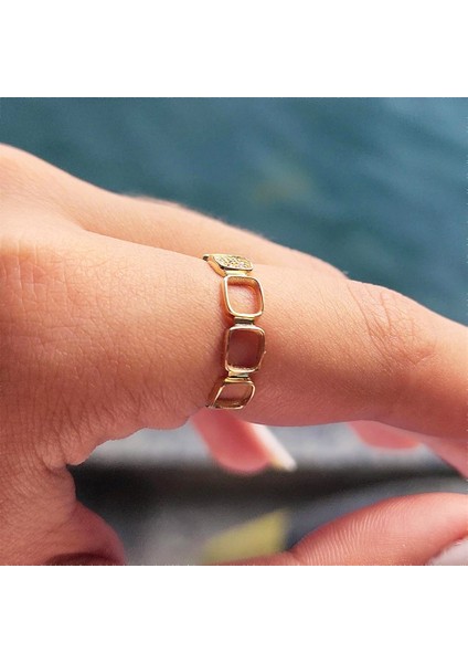 Gümüş Yüzük - Kapalıçarşı Kare Sıralı 925 Ayar Tasarım Gümüş Yüzük indirimleri