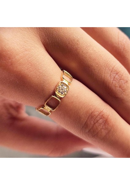 Gümüş Yüzük - Kapalıçarşı Kare Sıralı 925 Ayar Tasarım Gümüş Yüzük