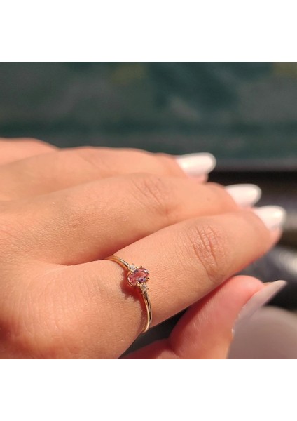 Gümüş Yüzük - 0.30 Karat Zultanit Tria Evlilik Teklifi Gümüş Yüzük - Doğal Taş Tria Gümüş Yüzük