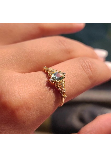Fox Love Su Yeşili Evlilik Teklifi Prenses 925 Ayar 0.50 Karat Gümüş Yüzük