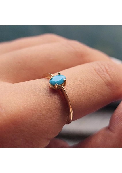 Gümüş Yüzük - 0.90 Karat Firuze Tektaş Evlilik Teklifi Pırlanta Montörü Tektaş 925 Ayar Gümüş Yüzük