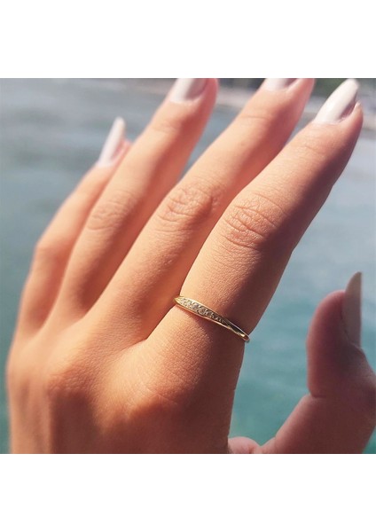 Gümüş Yüzük - Minimal Badem Sıra Taşlı 925 Ayar Gümüş Alyans fiyatları