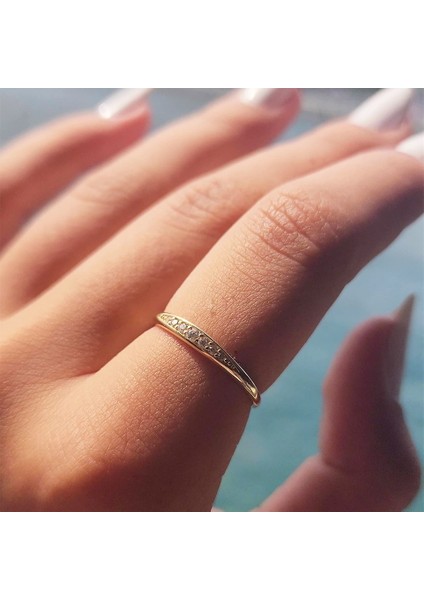 Gümüş Yüzük - Minimal Badem Sıra Taşlı 925 Ayar Gümüş Alyans modelleri