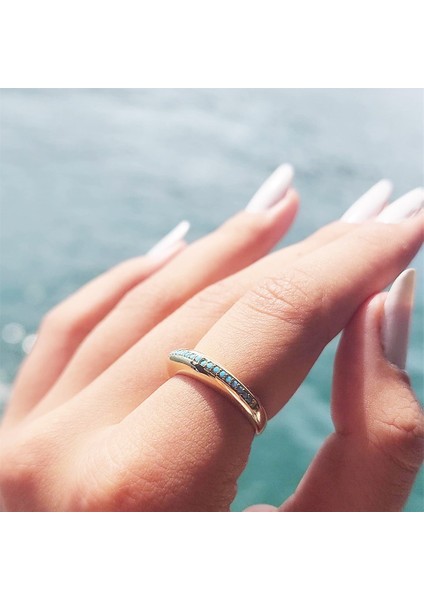 Gümüş Yüzük - Bombeli Sıra Firuze Taşlı 925 Ayar Gümüş Alyans indirimleri