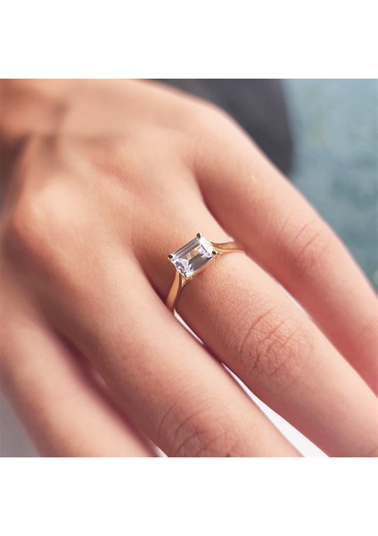 Gümüş Yüzük - 1.10 Ct Pırlanta Swarovski Taşlı Octagon Tektaş 925 Ayar Gümüş Evlilik Teklifi Yüzüğü fiyatları