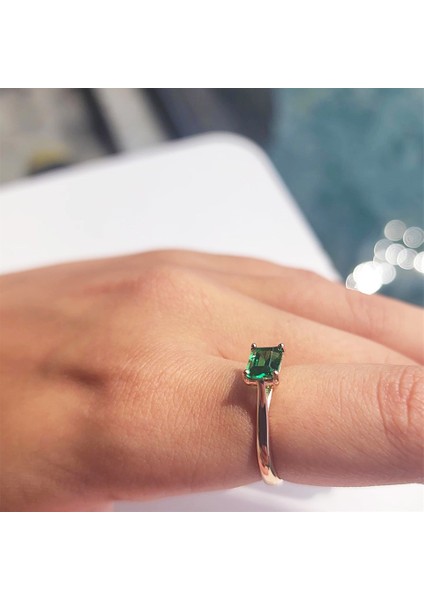 Gümüş Yüzük - 1.10Karat Zümrüt Yeşili Octagon Pırlanta Montörü 925 Ayar Gümüş Evlilik Teklifi Yüzüğü fiyatları