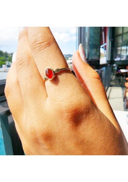 Gümüş Yüzük - Kırmızı Akik Taşlı Tektaş Evlilik Teklifi Yüzüğü-0.90 Karat Opal 925 Ayar Gümüş Yüzük fiyatları