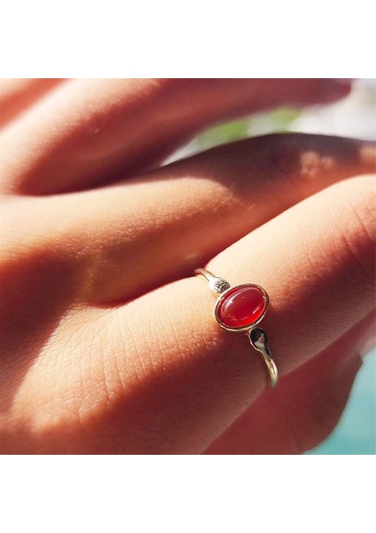 Gümüş Yüzük - Kırmızı Akik Taşlı Tektaş Evlilik Teklifi Yüzüğü-0.90 Karat Opal 925 Ayar Gümüş Yüzük indirimleri