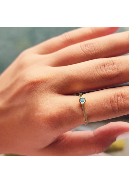 Gümüş Yüzük - Ufuk Çizgisi Şans Totemi Minimal Tasarım 0.20 Karat Firuze Taşlı 925 Ayar Gümüş Yüzük fiyatları