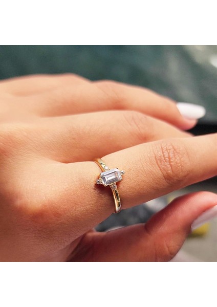 Gümüş Yüzük - Octagon Kesim Swarovski Taşlı 0.95 Karat Pırlanta Montorü Şık 925 Ayar Gümüş Yüzük modelleri