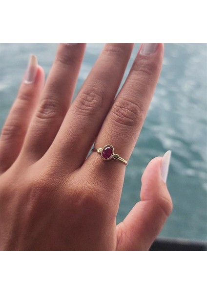 Gümüş Yüzük - Ruby Taşlı Tek Taş Evlilik Teklifi Yüzüğü-0.90 Karat Kristal Opal 925 Ayar Gümüş Yüzük