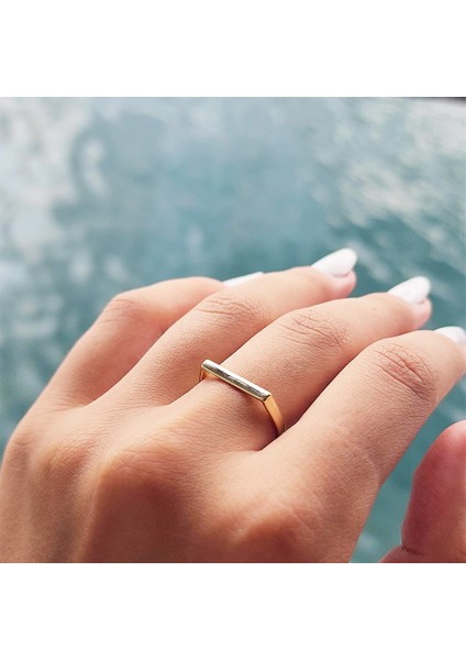 Gümüş Yüzük - Love Kalın Çizgi Taşsız Modern Tasarım 925 Ayar Gümüş Eklem Yüzük
