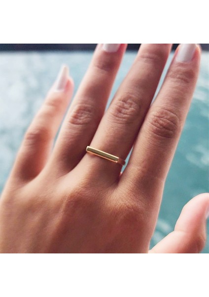 Gümüş Yüzük - Love Kalın Çizgi Taşsız Modern Tasarım 925 Ayar Gümüş Eklem Yüzük modelleri