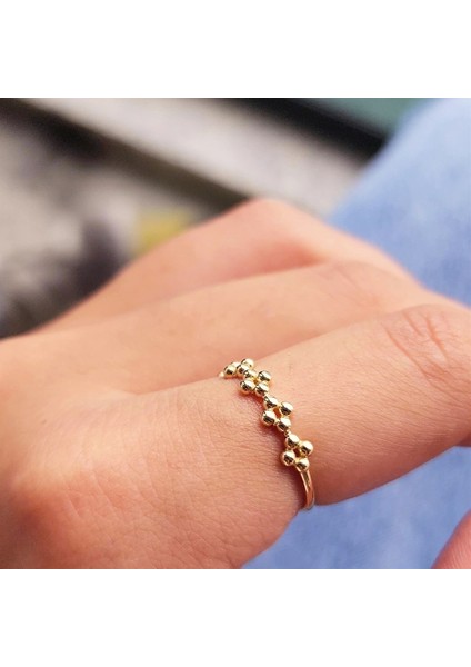 Gümüş Yüzük - Sıralı Üç Top Tasarım 925 Ayar Gümüş Eklem Yüzüğü