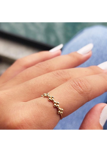 Gümüş Yüzük - Sıralı Üç Top Tasarım 925 Ayar Gümüş Eklem Yüzüğü fiyatları