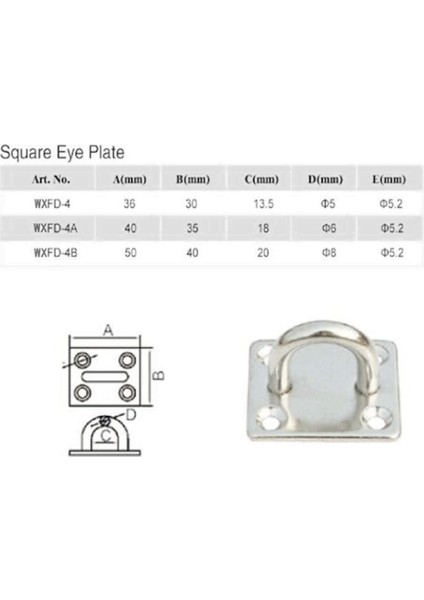 5 mm. 6 mm. 8 mm. Kare Ped Göz Plakası Paslanmaz Çelik Tekne 316 Yelken Tulum M6 (Yurt Dışından) fırsatları