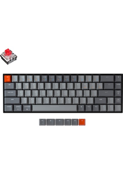 K6 65% Compact Kablosuz Mekanik Oyuncu Klavyesi-Hot-Swappable-Bluetooth 5.1-Multitasking-Rgb LED Backlit-N-Key Rollover-Gateron G-Pro Red Switch-Uçak Sınıfı Aluminum