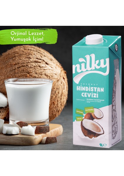 Hindistan Cevizi Sütü Glütensiz Bitkisel  Bazlı Laktosuz Vegan 4x 1LT