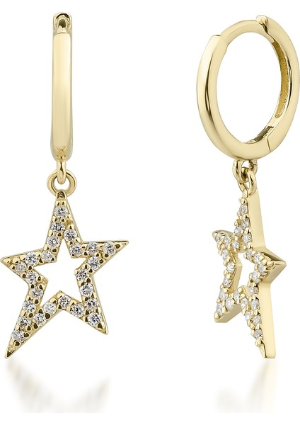 Kairos Jewelry 14 Ayar Altın Rock Star Hoop Küpe KRS-K20-14GEZ